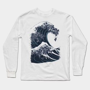 The Great Wave of Black Pug Long Sleeve T-Shirt